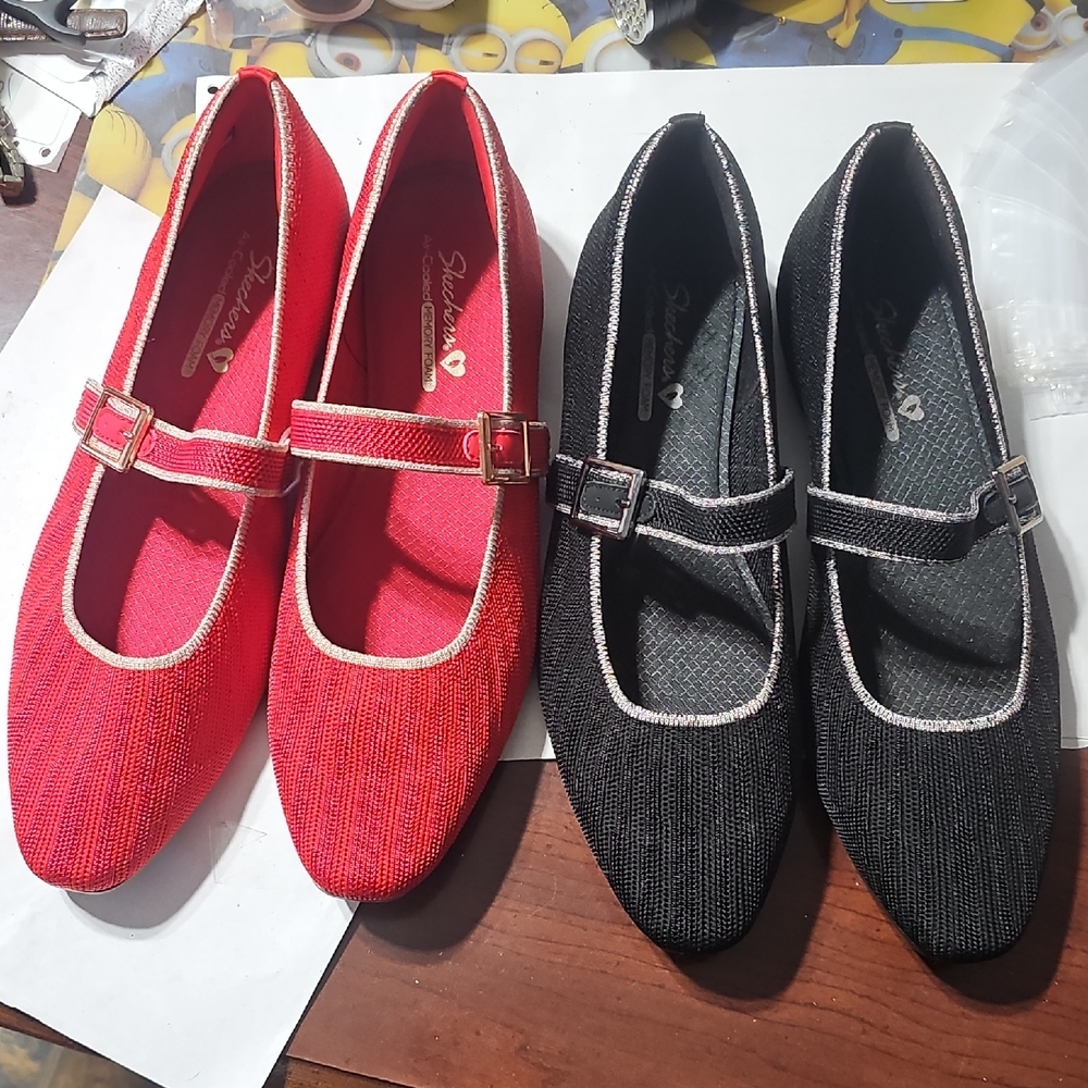 Red Or Black Women's Mary Jane Flats Pick One Pair NWOT